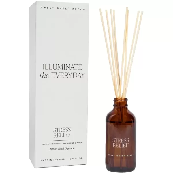 imageSweet Water Decor Salt  Sea Amber Reed Diffuser Set  Sea Salt Citrus Musk Amber Summer Scented Reed Diffusers for Home  Air Freshener  Aromatherapy  Housewarming GiftStress Relief Diffuser