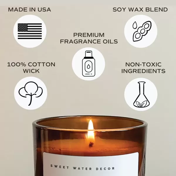 imageSweet Water Decor Salt and Sea Candle  Sea Salt Citrus Amber Musk Beach Scented Soy Candles for Home  11oz White Glass Jar  Wood Lid 50 Hour Burn Time Made in the USAAmber