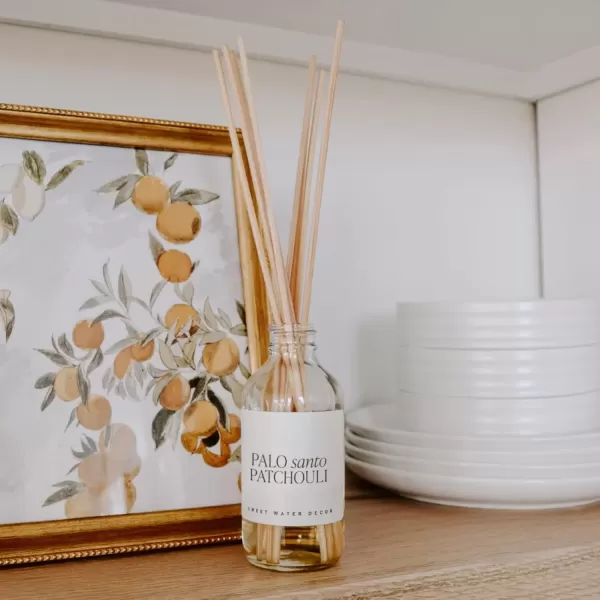 imageSweet Water Decor Spa Reed Diffuser Set  Sea Salt Wood and Cream Scented Reed Diffuser for Home  Home Freshener Diffuser with Sticks  Long Lasting Fragrance Made in the USAPalo Santo Patchouli