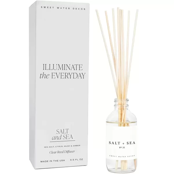 imageSweet Water Decor Spa Reed Diffuser Set  Sea Salt Wood and Cream Scented Reed Diffuser for Home  Home Freshener Diffuser with Sticks  Long Lasting Fragrance Made in the USASalt  Sea No 35