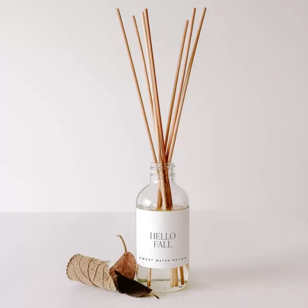 imageSweet Water Decor Spa Reed Diffuser Set  Sea Salt Wood and Cream Scented Reed Diffuser for Home  Home Freshener Diffuser with Sticks  Long Lasting Fragrance Made in the USAHello Fall