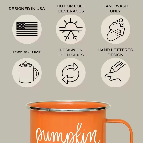 imageSweet Water Decor Hello Pumpkin Coffee Mug  18oz Galvanized Steel Campfire Style Coffee Cup  Fall Mug Fall Seasonal Decor Pumpkin Coffee CupHello Pumpkin