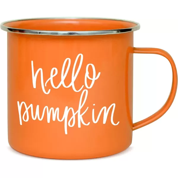 imageSweet Water Decor Hello Pumpkin Coffee Mug  18oz Galvanized Steel Campfire Style Coffee Cup  Fall Mug Fall Seasonal Decor Pumpkin Coffee CupHello Pumpkin