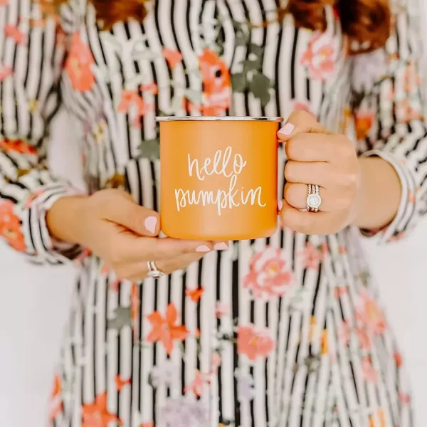 imageSweet Water Decor Hello Pumpkin Coffee Mug  18oz Galvanized Steel Campfire Style Coffee Cup  Fall Mug Fall Seasonal Decor Pumpkin Coffee CupHello Pumpkin