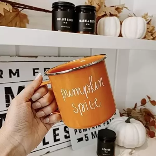 imageSweet Water Decor Hello Pumpkin Coffee Mug  18oz Galvanized Steel Campfire Style Coffee Cup  Fall Mug Fall Seasonal Decor Pumpkin Coffee CupPumpkin Spice