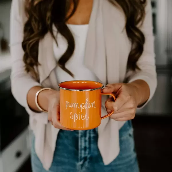 imageSweet Water Decor Hello Pumpkin Coffee Mug  18oz Galvanized Steel Campfire Style Coffee Cup  Fall Mug Fall Seasonal Decor Pumpkin Coffee CupPumpkin Spice