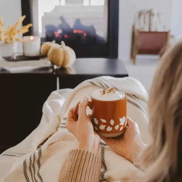 imageSweet Water Decor White Ghosts Black Halloween Mugs  Halloween Coffee Mug Dishwasher ampamp Microwave Safe  Halloween Mug for Coffee ampamp Hot Cocoa or Seasonal Brew  Black Stoneware Ghost MugsFall Leaves