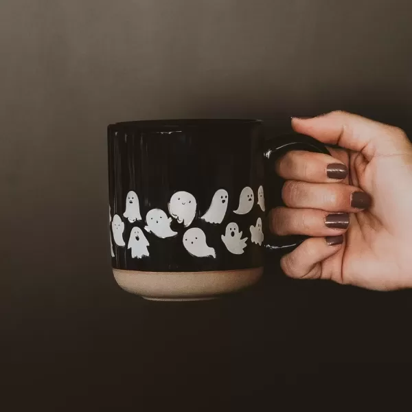 imageSweet Water Decor White Ghosts Black Halloween Mugs  Halloween Coffee Mug Dishwasher ampamp Microwave Safe  Halloween Mug for Coffee ampamp Hot Cocoa or Seasonal Brew  Black Stoneware Ghost MugsWhite Ghosts