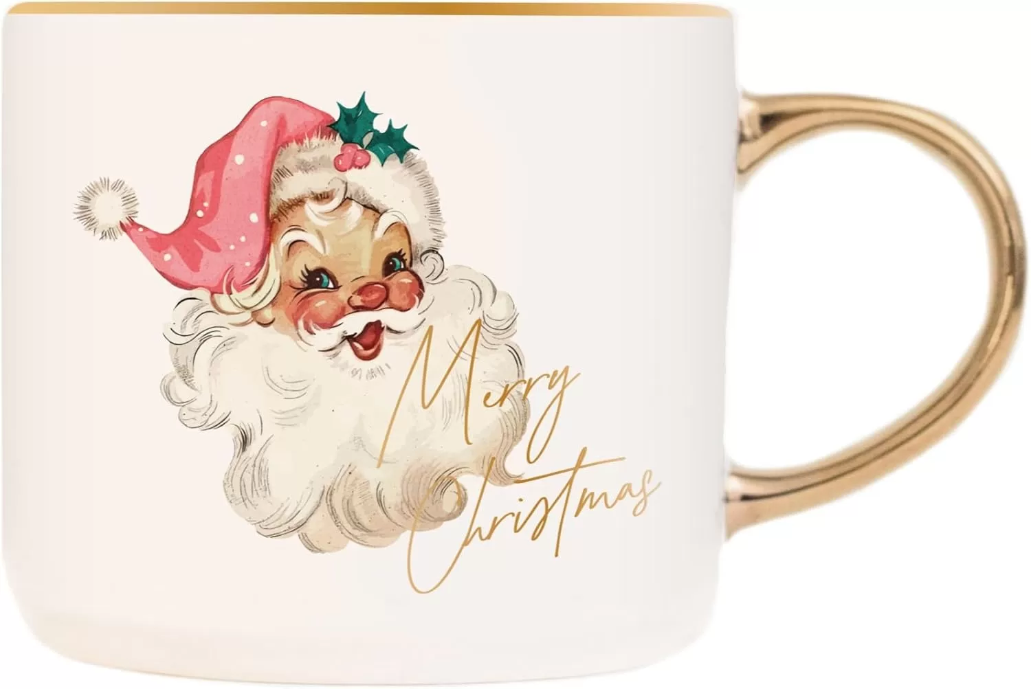 imageSweet Water Decor Fa La La Tile Coffee Mug  Christmas Coffee Mugs  17oz Gold Handle Coffee Cup  Holiday Gifts  Gifts for HerVintage Santa