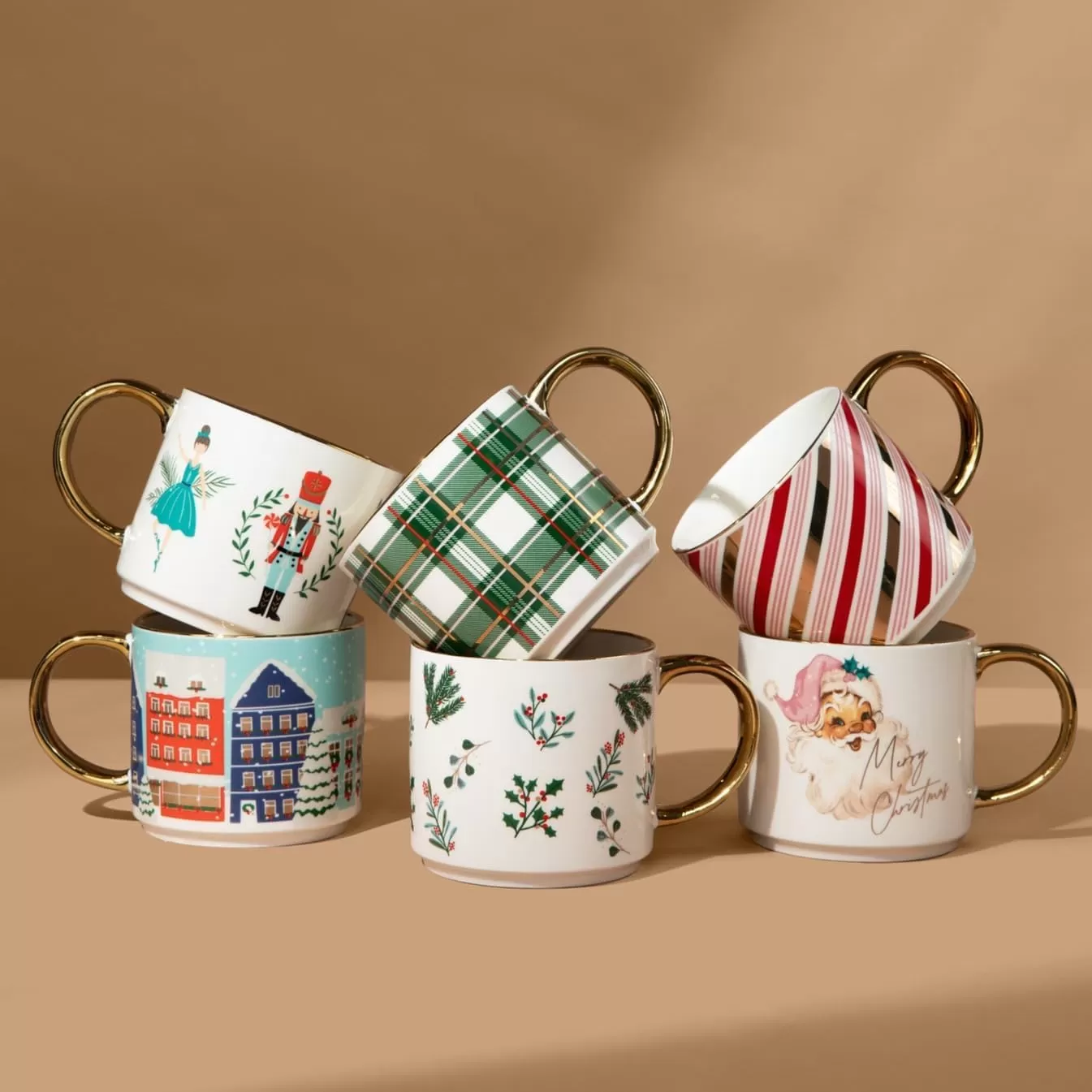 imageSweet Water Decor Fa La La Tile Coffee Mug  Christmas Coffee Mugs  17oz Gold Handle Coffee Cup  Holiday Gifts  Gifts for HerVintage Santa