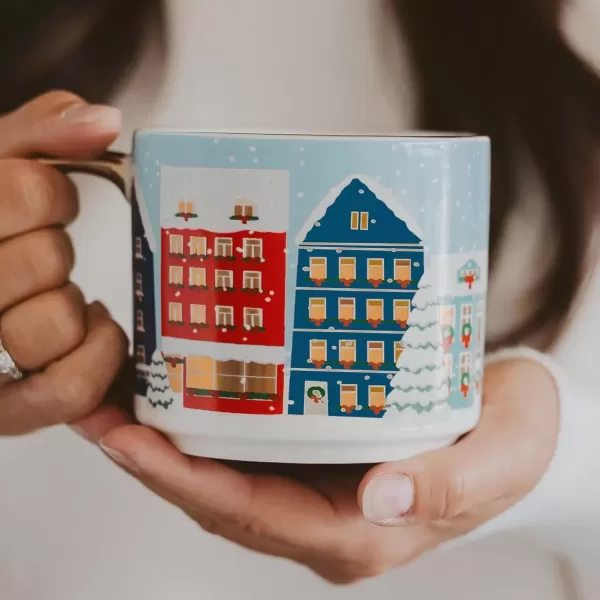 imageSweet Water Decor Fa La La Tile Coffee Mug  Christmas Coffee Mugs  17oz Gold Handle Coffee Cup  Holiday Gifts  Gifts for HerChristmas Village