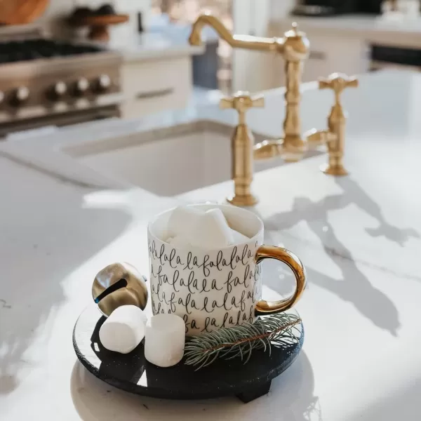 imageSweet Water Decor Fa La La Tile Coffee Mug  Christmas Coffee Mugs  17oz Gold Handle Coffee Cup  Holiday Gifts  Gifts for HerFa La La