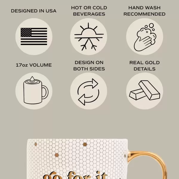 imageSweet Water Decor Fa La La Tile Coffee Mug  Christmas Coffee Mugs  17oz Gold Handle Coffee Cup  Holiday Gifts  Gifts for HerGo For It