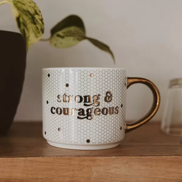 imageSweet Water Decor Fa La La Tile Coffee Mug  Christmas Coffee Mugs  17oz Gold Handle Coffee Cup  Holiday Gifts  Gifts for HerStrong  Courageous
