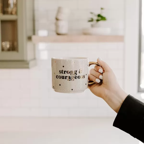 imageSweet Water Decor Fa La La Tile Coffee Mug  Christmas Coffee Mugs  17oz Gold Handle Coffee Cup  Holiday Gifts  Gifts for HerStrong  Courageous