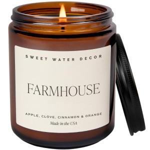 imageSweet Water Decor Fall Candles for Home Scented  Hand Poured Soy Wax Autumn Candles with Apple ampamp Cinnamon Scent  40 Hour Burn Time Long Lasting Fall Candles Soy  Amber Glass Jar for Candle DecorFarmhouse