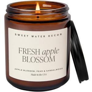 imageSweet Water Decor Fall Candles for Home Scented  Hand Poured Soy Wax Autumn Candles with Apple ampamp Cinnamon Scent  40 Hour Burn Time Long Lasting Fall Candles Soy  Amber Glass Jar for Candle DecorFresh Apple Blossom