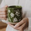 imageSweet Water Decor Heart Stoneware Coffee Mugs  14Oz Coffee Mugs for Hot and Cold Drinks  Cute Mugs Dishwasher and Microwave Safe  Valentines Day Gift Espresso Mugs  Ideal for Coffee ampamp Tea LoversGreen Floral