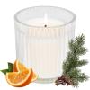 imageSweet Water Decor Hello Fall Candle  Candle Fall Scents with Cider Cinnamon Cloves and Nutmeg for Home  Fall Soy Candles with 60 Hours Burn Time  11Oz Clear Fluted Ribbed Jar Soy Fall CandleChristmas