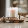imageSweet Water Decor Hello Fall Candle  Candle Fall Scents with Cider Cinnamon Cloves and Nutmeg for Home  Fall Soy Candles with 60 Hours Burn Time  11Oz Clear Fluted Ribbed Jar Soy Fall CandleSpa Day