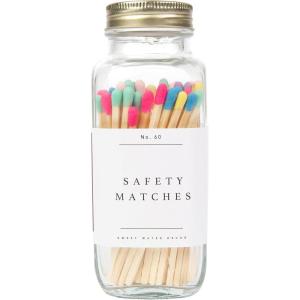 imageSweet Water Decor 4quot White Safety Matches  Glass Jar with Gold Lid  Approx 60 Matches  Matchsticks  Home Decor  Candle Accessories  Apothecary Jars for Fireplace  Housewarming GiftRainbow