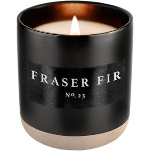 imageSweet Water Decor Farmhouse Soy Candle  Apple Orange Pumpkin Clove Cinnamon and Nutmeg Fall Scented Candles for Home  12oz Black Stoneware Jar 60 Hour Burn Time Made in the USAFraser Fir