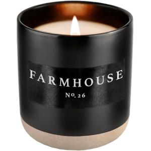 imageSweet Water Decor Farmhouse Soy Candle  Apple Orange Pumpkin Clove Cinnamon and Nutmeg Fall Scented Candles for Home  12oz Black Stoneware Jar 60 Hour Burn Time Made in the USAFarmhouse