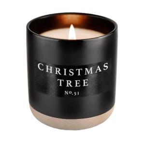 imageSweet Water Decor Farmhouse Soy Candle  Apple Orange Pumpkin Clove Cinnamon and Nutmeg Fall Scented Candles for Home  12oz Black Stoneware Jar 60 Hour Burn Time Made in the USAChristmas Tree