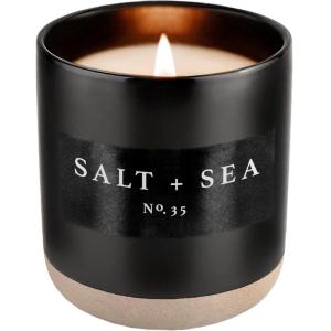 imageSweet Water Decor Farmhouse Soy Candle  Apple Orange Pumpkin Clove Cinnamon and Nutmeg Fall Scented Candles for Home  12oz Black Stoneware Jar 60 Hour Burn Time Made in the USASalt  Sea