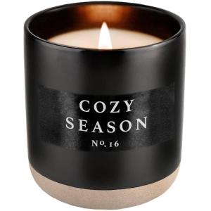 imageSweet Water Decor Farmhouse Soy Candle  Apple Orange Pumpkin Clove Cinnamon and Nutmeg Fall Scented Candles for Home  12oz Black Stoneware Jar 60 Hour Burn Time Made in the USACozy Season