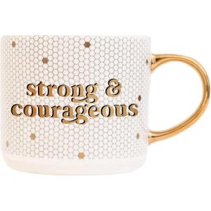 imageSweet Water Decor Go For It Tile Coffee Mugs  Novelty Coffee Mugs  17oz Gold Handle Coffee Cup  Cute Coffee Mug  Motivational GiftsStrong  Courageous