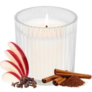 imageSweet Water Decor Hello Fall Candle  Candle Fall Scents with Cider Cinnamon Cloves and Nutmeg for Home  Fall Soy Candles with 60 Hours Burn Time  11Oz Clear Fluted Ribbed Jar Soy Fall CandleHello Fall