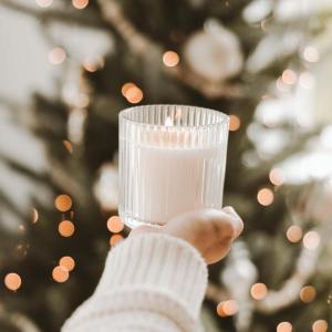 imageSweet Water Decor Hello Fall Candle  Candle Fall Scents with Cider Cinnamon Cloves and Nutmeg for Home  Fall Soy Candles with 60 Hours Burn Time  11Oz Clear Fluted Ribbed Jar Soy Fall CandleChristmas