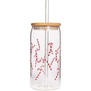 imageSweet Water Decor Nutcracker Can Glasses with Lid and Straw Christmas Stocking Stuffers  Christmas Glasses Drinkware with Bamboo Lid for Iced Coffee ampamp Cocktails  Christmas Themed Gifts Glass CanCandy Cane