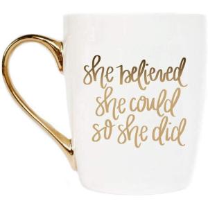 imageSweet Water Decor She Believed She Could Coffee Mug  16oz Mug with Gold Handle  Inspirational Gifts for WomenShe Believed She Could