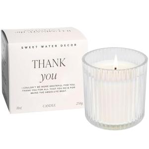 imageSweet Water Decor Thank You Ribbed Scented Candles  Soy Wax Candles with Lemon Rosemary ampamp Leafy Green for Home  Decorative Candle with 60 Hours Burn Time  12Oz Ribbed Jar Wax Candles with BoxThank You Ribbed Candle w Box