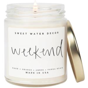 imageSweet Water Decor Christmas Scented Candle  Cinnamon Trees Orange and Clove Scented Winter Candle  Christmas Candles and Decor for Home  9oz Clear Jar Soy Candle Made in the USAWeekend