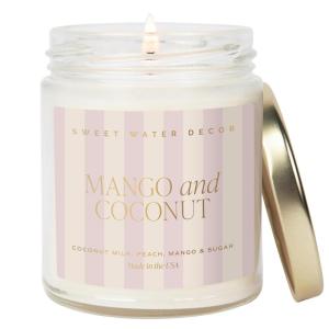 imageSweet Water Decor Coastal Lemon Scented Candles  Soy Candles with Lemon Sea Salt ampamp Driftwood for Home Decor  Candle Wax with 40 Hours Burn Time  9oz Gold Lid Clear Jar Candles for Home ScentedMango and Coconut