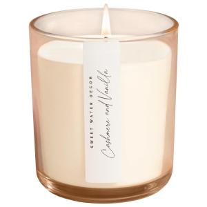 imageSweet Water Decor Island Air Scented Soy Candles  Tropical Fruits Lemons Redolent with Mountain Greens  Fresh Coastal Aroma  50 Hour Burn  12oz Tinted Glass Jar for Home Decor and Bedroom DecorCashmere  Vanilla