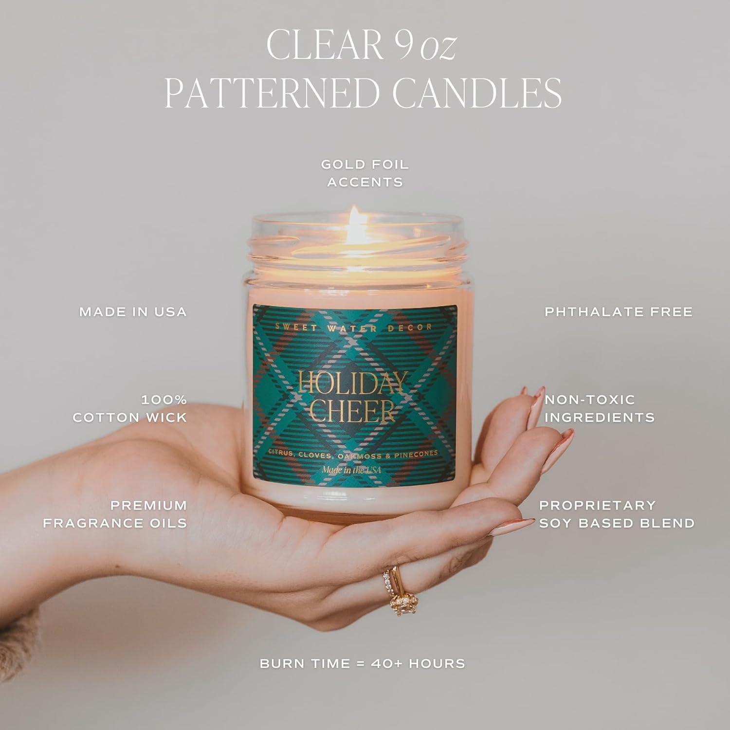 imageSweet Water Decor Spa Day Patterned Candle  Soy Candles with Sea Salt Jasmine Wood Cream Aroma 40 Hour Burn  9oz Clear Glass Jar  Ideal for Valentines Presents or Any Special OccasionChristmas Cookies