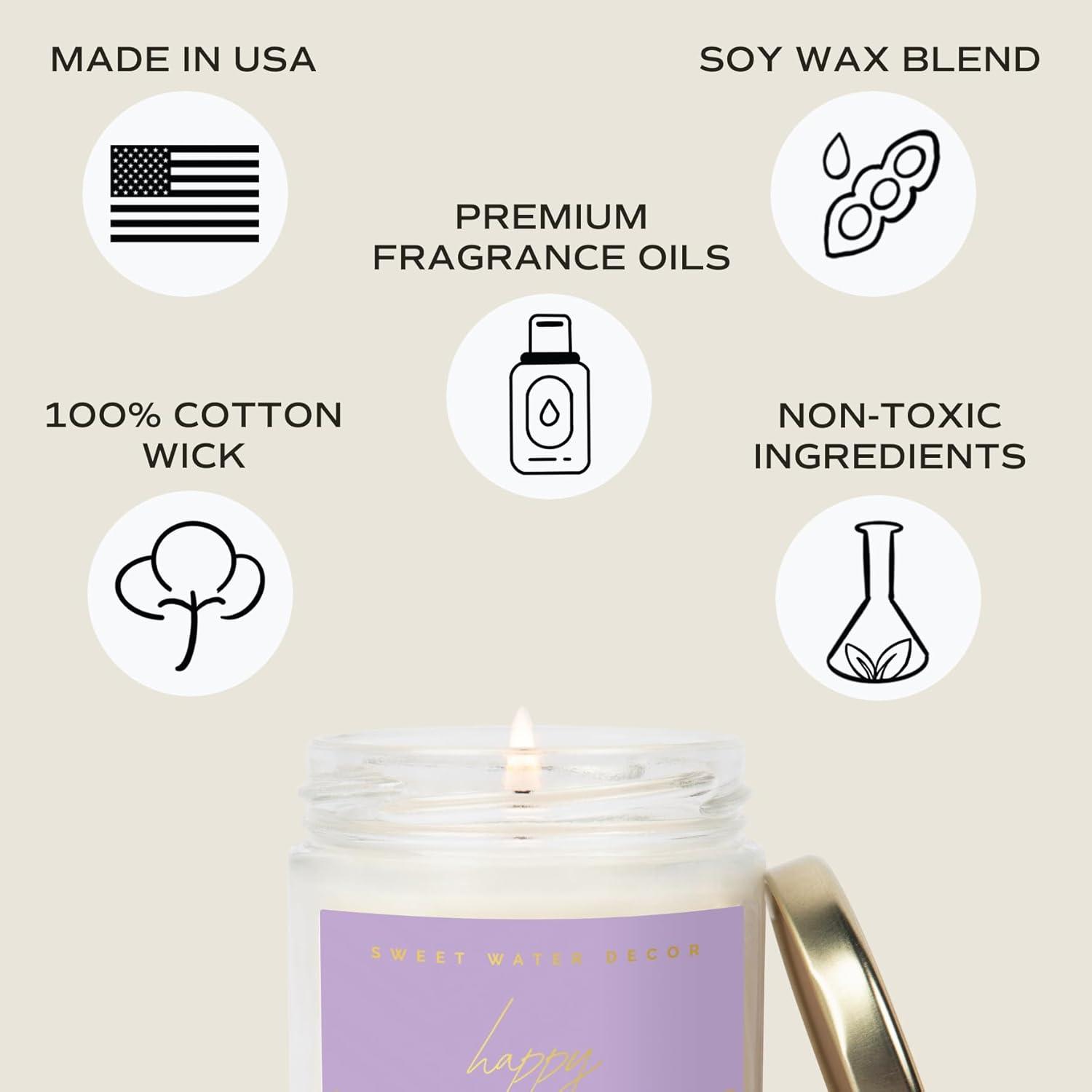 imageSweet Water Decor Spa Day Patterned Candle  Soy Candles with Sea Salt Jasmine Wood Cream Aroma 40 Hour Burn  9oz Clear Glass Jar  Ideal for Valentines Presents or Any Special OccasionHappy Birthday