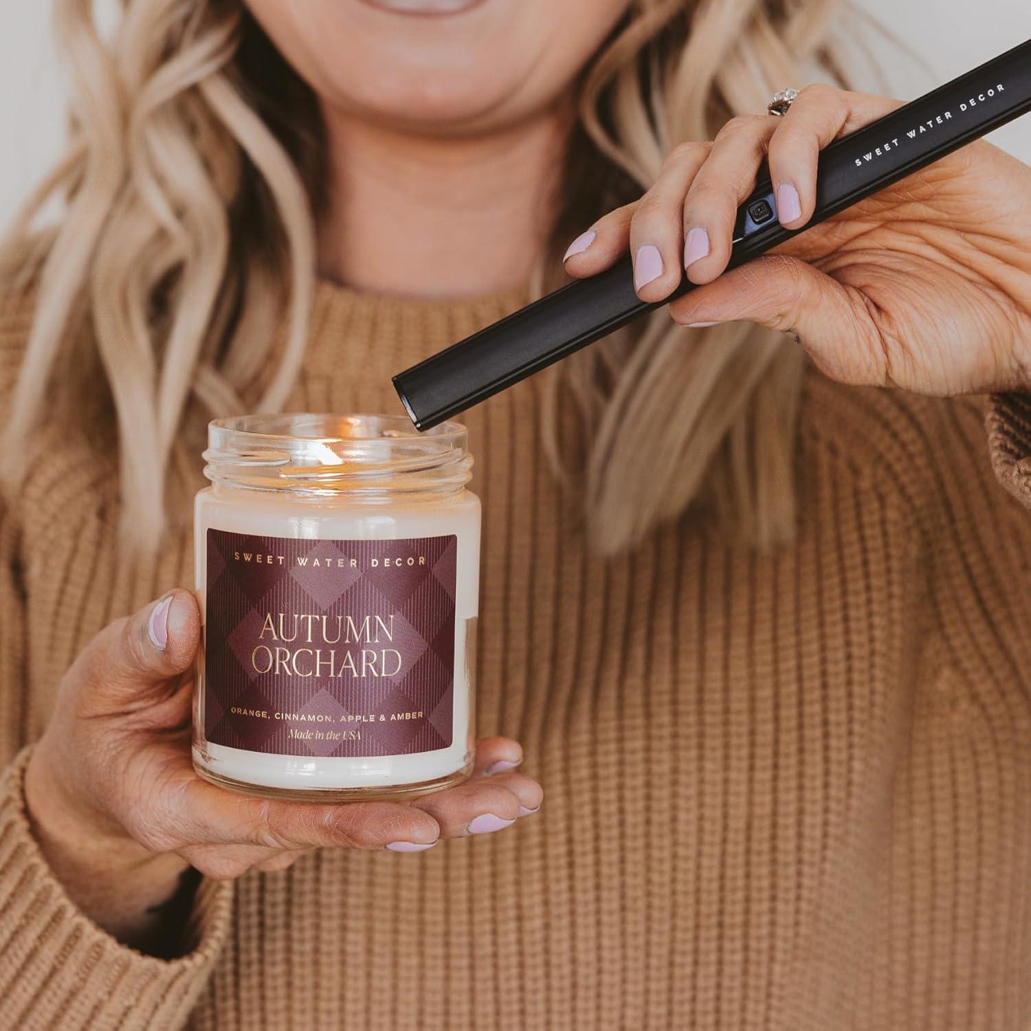 imageSweet Water Decor Spa Day Patterned Candle  Soy Candles with Sea Salt Jasmine Wood Cream Aroma 40 Hour Burn  9oz Clear Glass Jar  Ideal for Valentines Presents or Any Special OccasionAutumn Orchard
