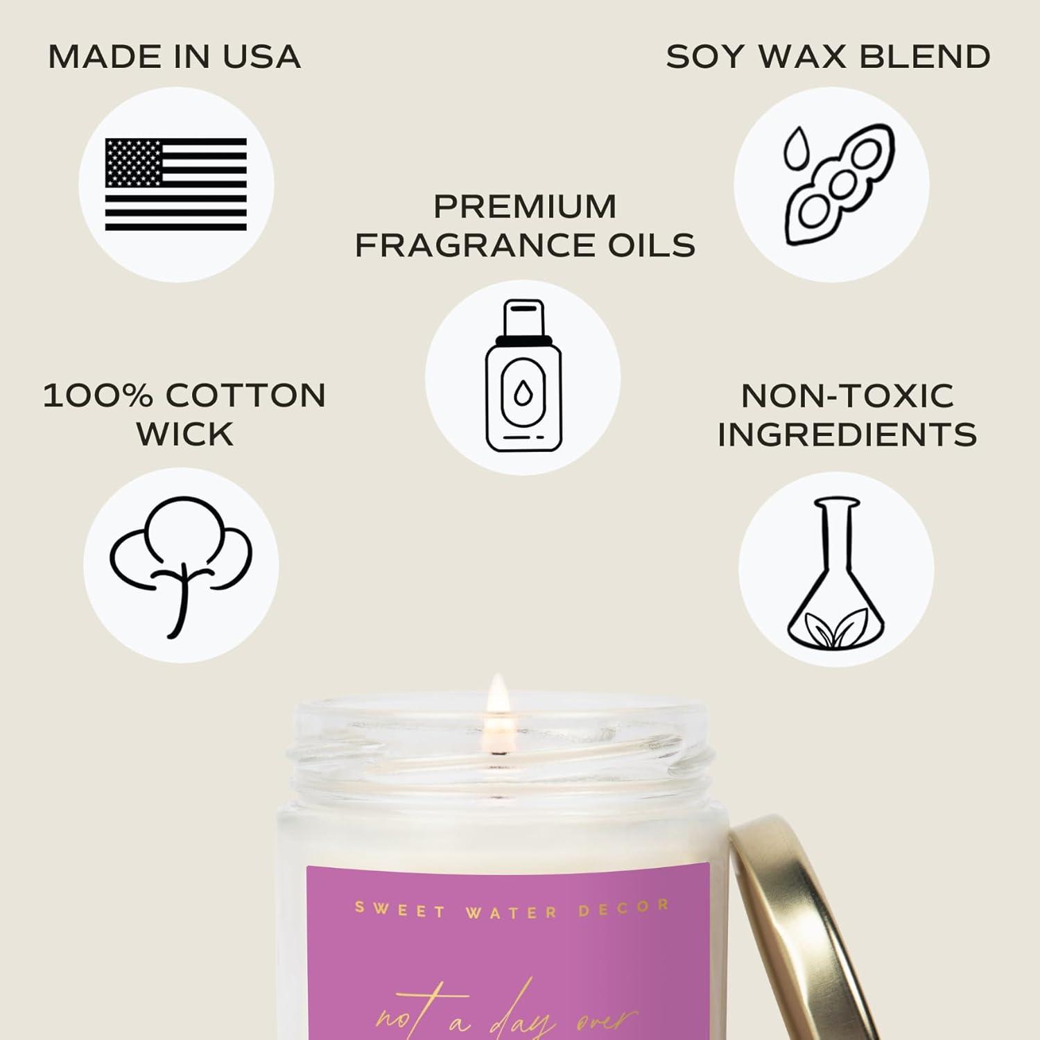 imageSweet Water Decor Spa Day Patterned Candle  Soy Candles with Sea Salt Jasmine Wood Cream Aroma 40 Hour Burn  9oz Clear Glass Jar  Ideal for Valentines Presents or Any Special OccasionNot a Day Over Fabulous