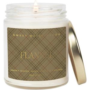 imageSweet Water Decor Spa Day Patterned Candle  Soy Candles with Sea Salt Jasmine Wood Cream Aroma 40 Hour Burn  9oz Clear Glass Jar  Ideal for Valentines Presents or Any Special OccasionFlannel