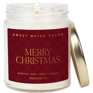 imageSweet Water Decor Spa Day Patterned Candle  Soy Candles with Sea Salt Jasmine Wood Cream Aroma 40 Hour Burn  9oz Clear Glass Jar  Ideal for Valentines Presents or Any Special OccasionMerry Christmas