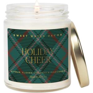 imageSweet Water Decor Spa Day Patterned Candle  Soy Candles with Sea Salt Jasmine Wood Cream Aroma 40 Hour Burn  9oz Clear Glass Jar  Ideal for Valentines Presents or Any Special OccasionHoliday Cheer