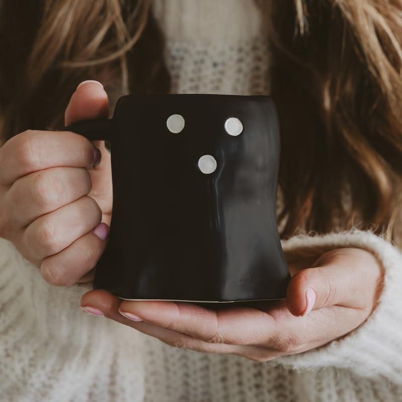 imageSweet Water Decor Halloween Ghost Coffee Mug 12oz Black Ceramic Fall Mug Cute Spooky Season Drinkware for Coffee Tea ampamp Cocoa Microwave ampamp Dishwasher Safe Gift for Women ampamp MenGhost  Black