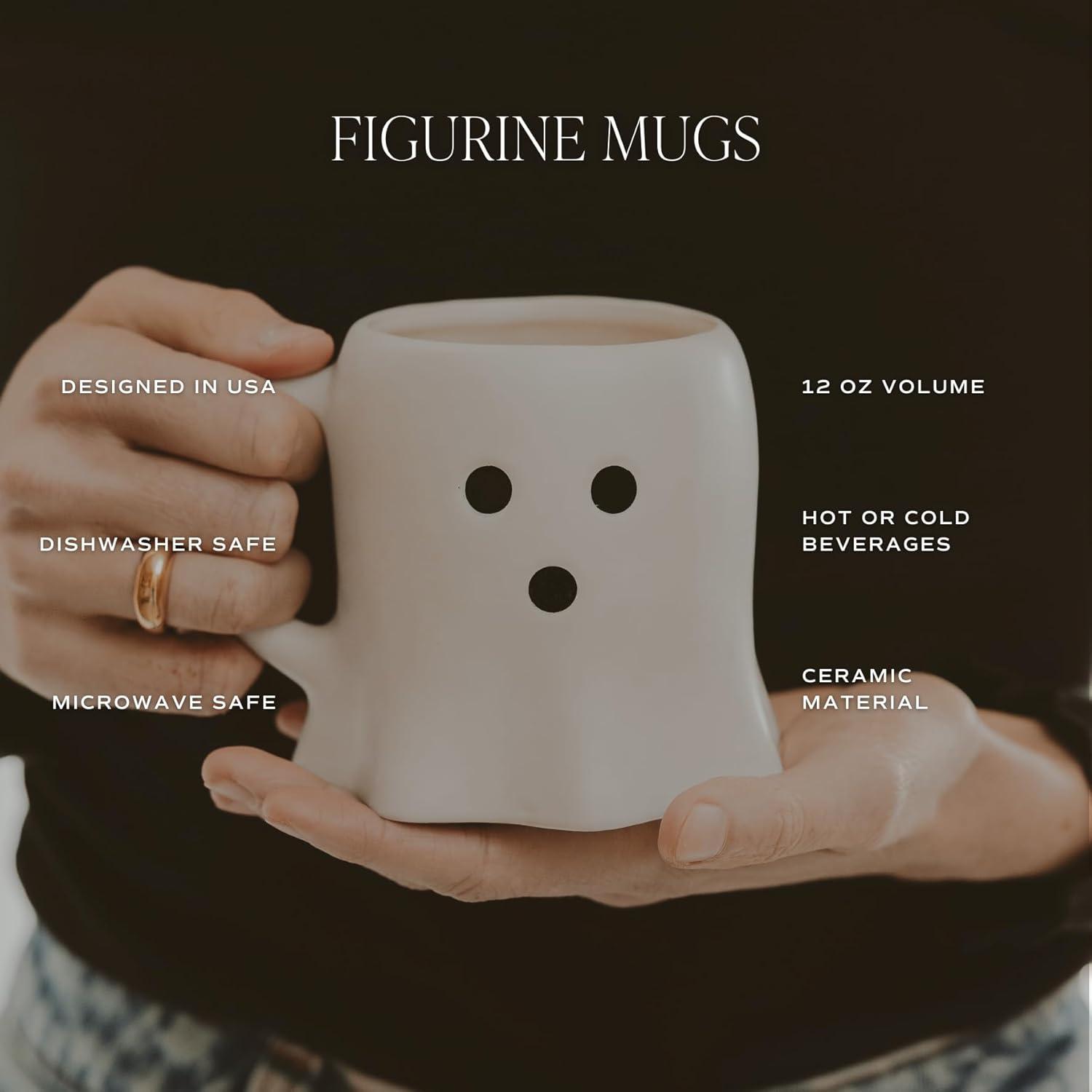 imageSweet Water Decor Halloween Ghost Coffee Mug 12oz Black Ceramic Fall Mug Cute Spooky Season Drinkware for Coffee Tea ampamp Cocoa Microwave ampamp Dishwasher Safe Gift for Women ampamp MenGhost  White