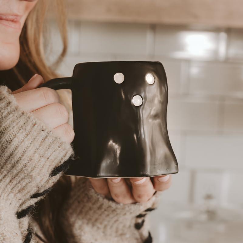 imageSweet Water Decor Halloween Ghost Coffee Mug 12oz Black Ceramic Fall Mug Cute Spooky Season Drinkware for Coffee Tea ampamp Cocoa Microwave ampamp Dishwasher Safe Gift for Women ampamp MenGhost  Black