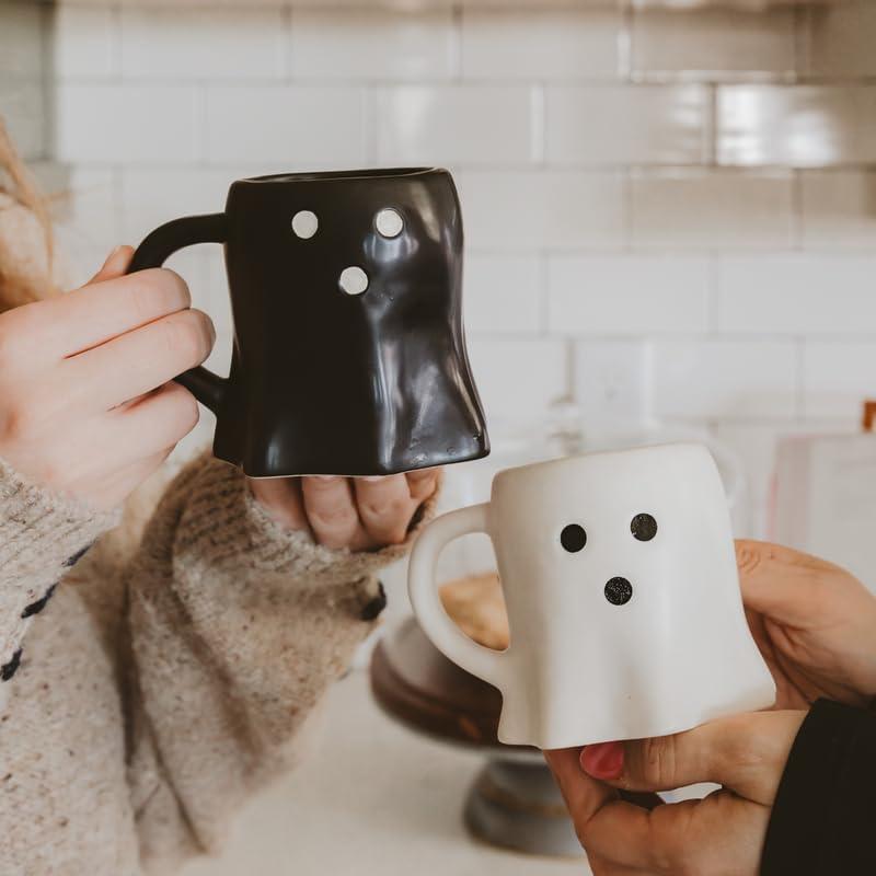 imageSweet Water Decor Halloween Ghost Coffee Mug 12oz Black Ceramic Fall Mug Cute Spooky Season Drinkware for Coffee Tea ampamp Cocoa Microwave ampamp Dishwasher Safe Gift for Women ampamp MenGhost  Black